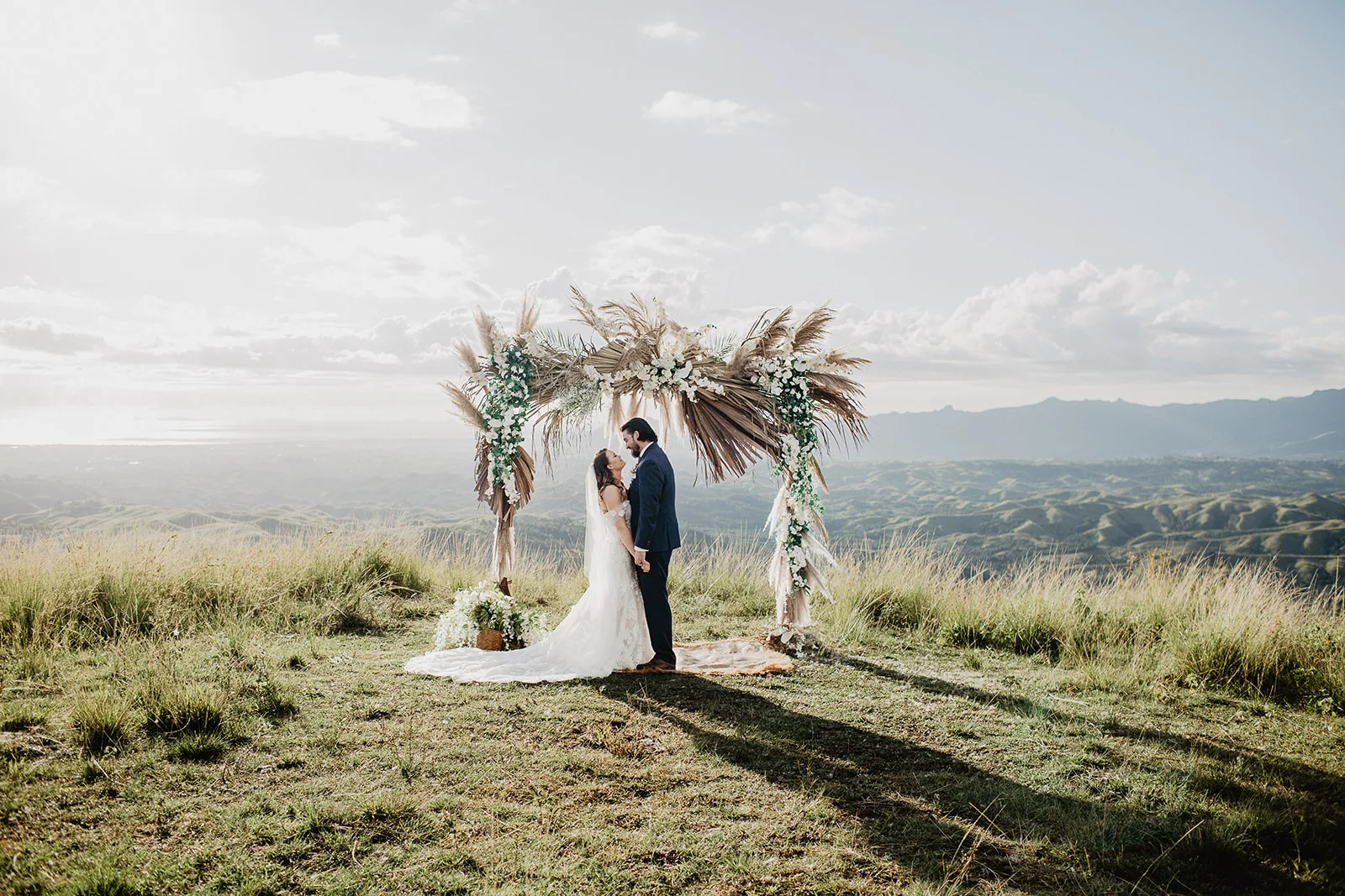 A Paradise Bride wedding ceremony overlooking the Fijian landscape