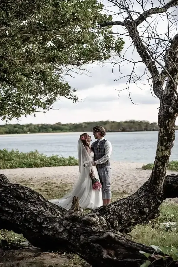 Bride and groom portrait in an island setting — 044