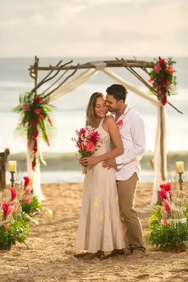 Romantic Fiji wedding couple portrait — 096