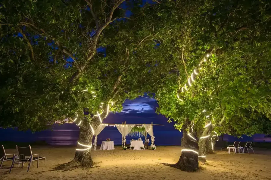 Garden and resort wedding setting in Fiji — 060