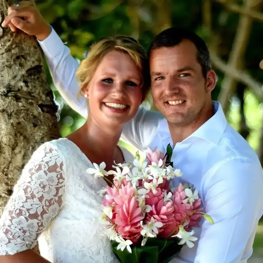 Bride and groom portrait in an island setting — 109