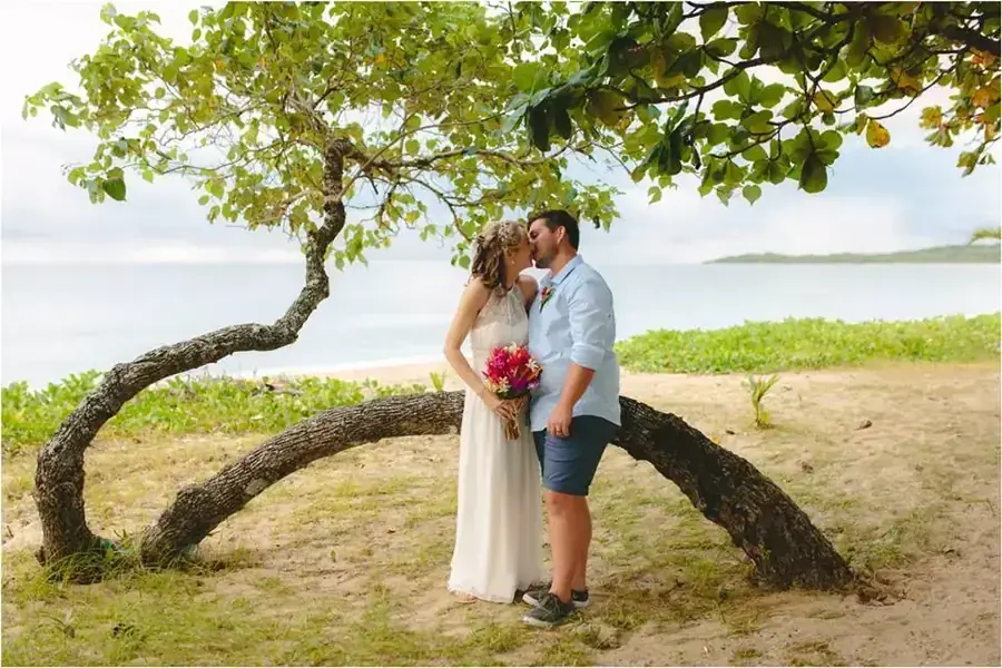 Bride and groom portrait in an island setting — 124
