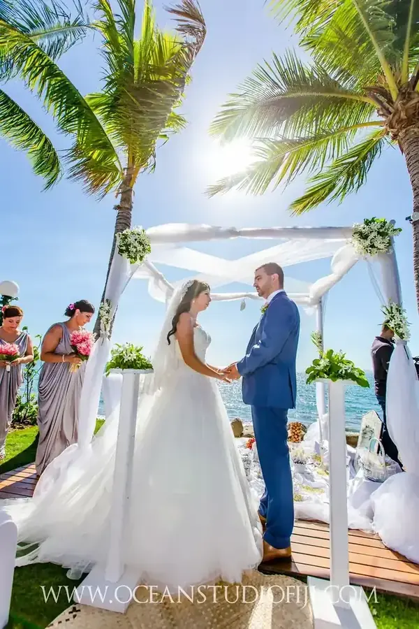 Beachfront wedding ceremony in Fiji